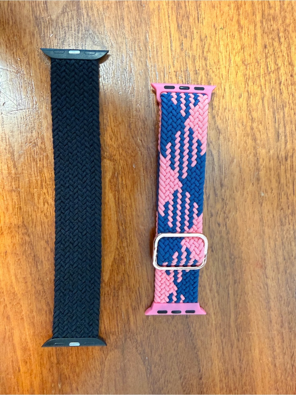 Braided Elastic Apple Watch Bands - Black & Pink/Navy